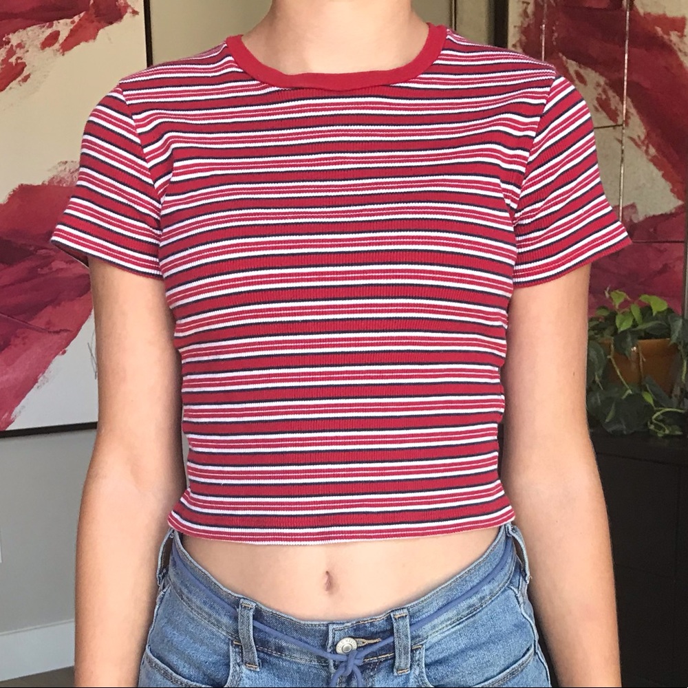 Brandy Melville stripped red cropped tee!
